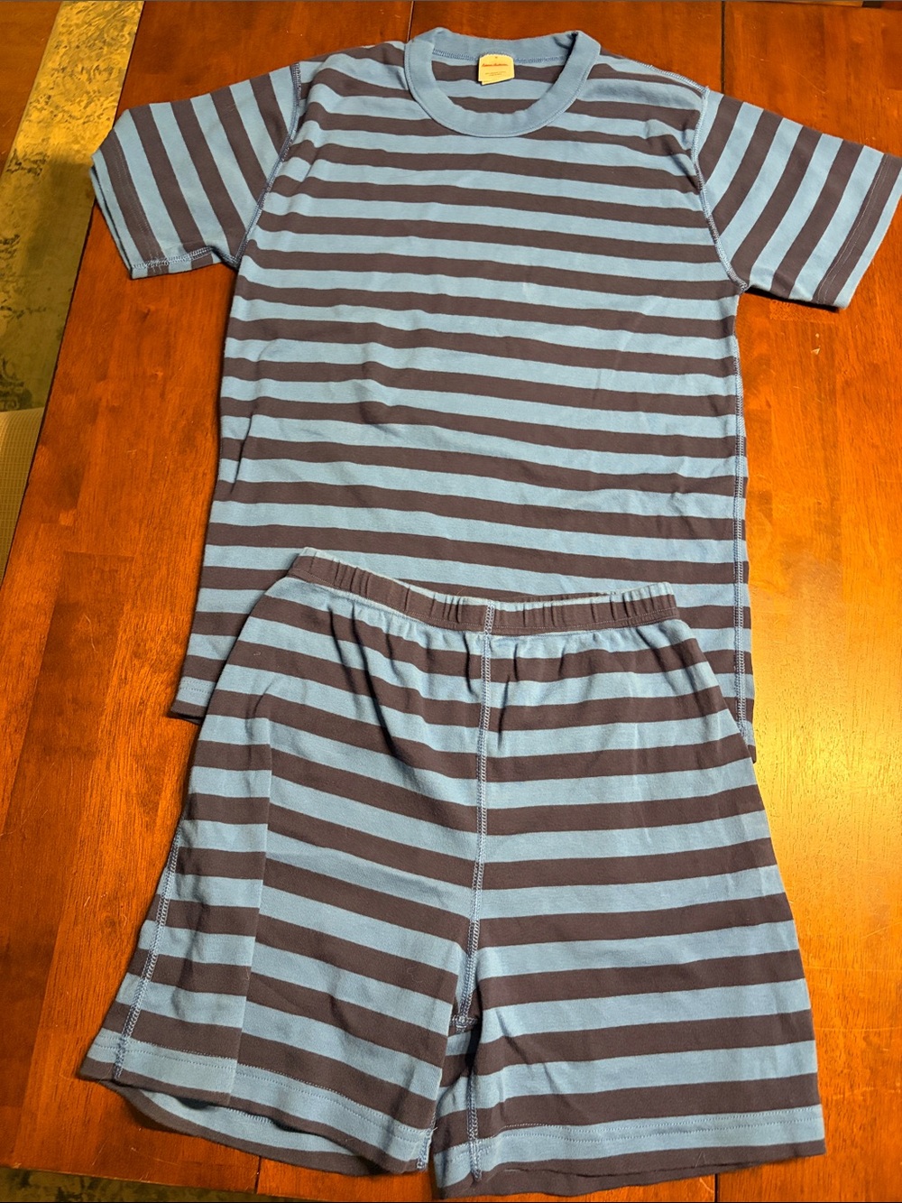 Hanna Andersson Blue and Navy Striped Short-Sleeve Pajama Set